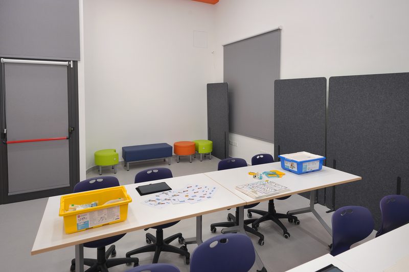 A quiet corner of the classroom with low seating